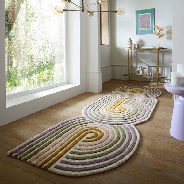 Zelen ročno tkan volnen tekač 80x300 cm Spiral Shaped  – Flair Rugs-image-1