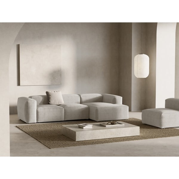 Bež kotna sedežna garnitura iz rebrastega žameta (desni kot/z ležalnikom) Bergamo – Cosmopolitan Design-image-1