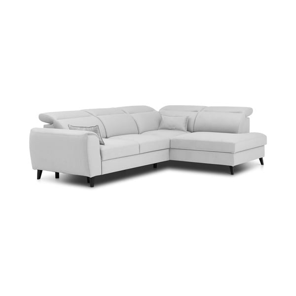 Bela žametna raztegljiva/s prostorom za shranjevanje kotna sedežna garnitura (desni kot/v obliki črke L) Noble – ELTAP-image-2