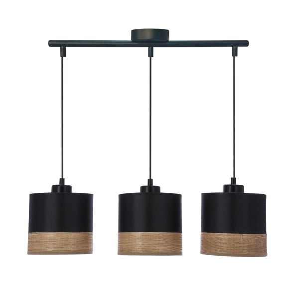 Črna viseča svetilka s tekstilnim senčnikom ø 15 cm Porto – Candellux Lighting