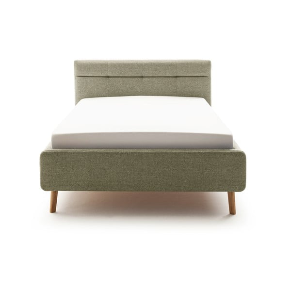 Zelena oblazinjena zakonska postelja s prostorom za shranjevanje z letvenim dnom 140x200 cm Lotte – Meise Möbel-image-2