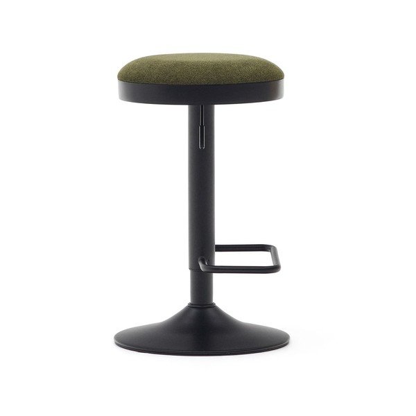 Temno zeleni oblazinjeni barski stoli v kompletu z nastavljivo višino 2 ks (višina sedeža 53,5 cm) Zaib – Kave Home-image-3