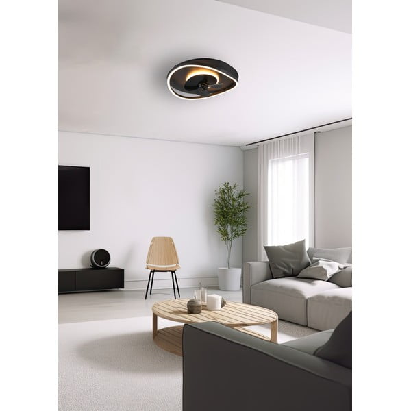 Mat črna LED stropna svetilka Sortland – Trio-image-1