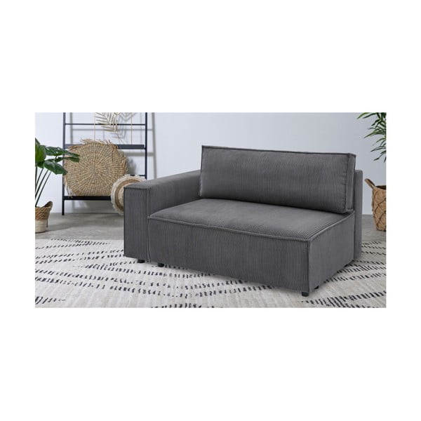 Temno siv modul za sedežno garnituro iz rebrastega žameta (levi kot) Nihad modular – Bobochic Paris-image-1