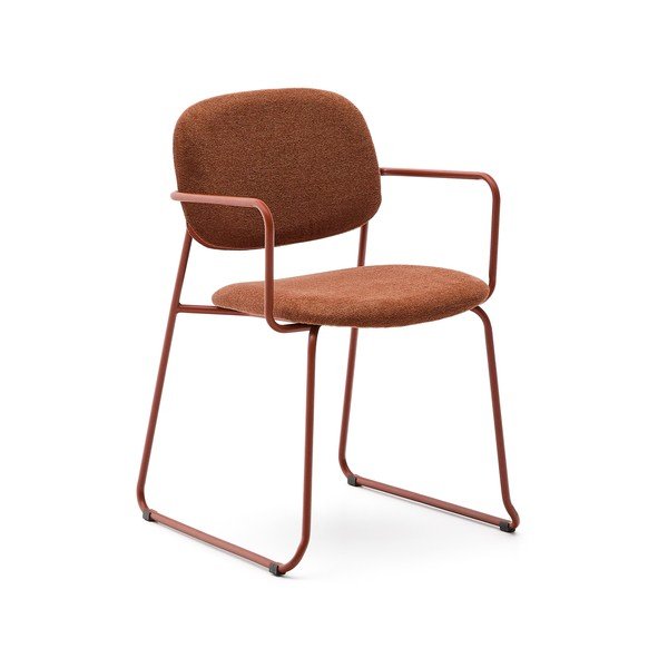 Kovinski jedilni stol z nasloni za roke v barvi terakote Meli – Kave Home