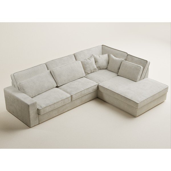 Sivo-bež kotna sedežna garnitura iz šenilje (desni kot/v obliki črke L) Kirou – Maison de Rêve-image-3