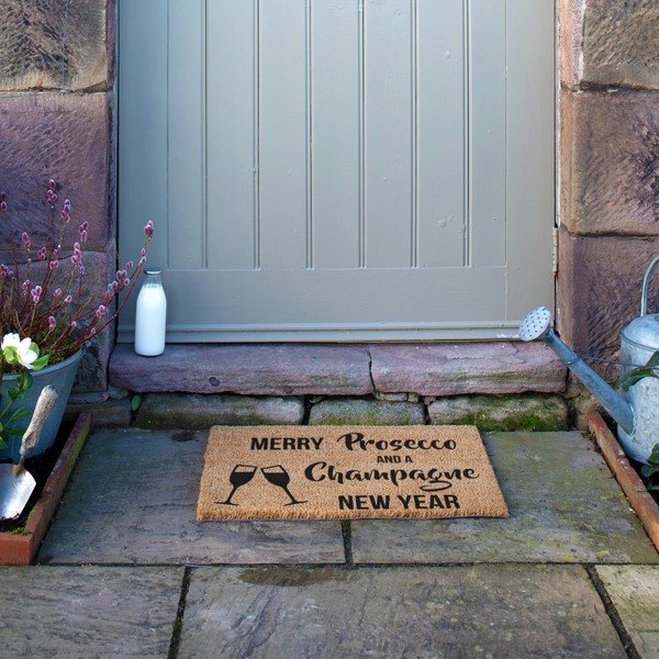 Predpražnik z božičnim motivom iz kokosovih vlaken 40x60 cm Champagne New Year – Artsy Doormats-image-4