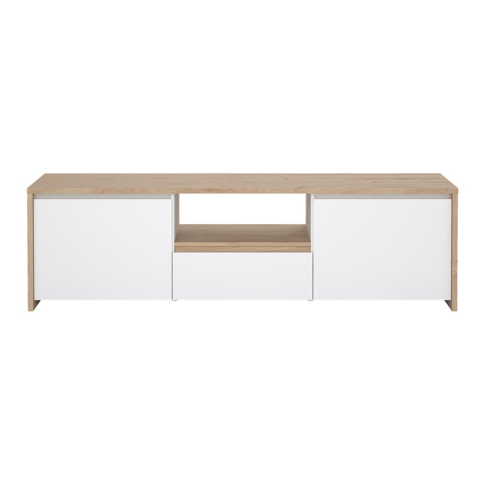 Bela TV omarica v hrastovem dekorju 179x52x48 cm Next