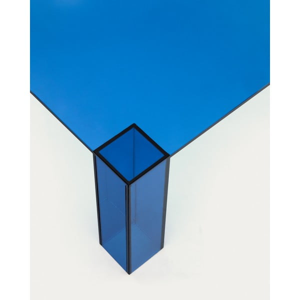 Modra steklena mizica 85x85 cm Adularia – Kave Home-image-3