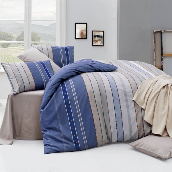 Ranforce bombažna posteljnina z rjuho za zakonsko posteljo Nazenin Home Rulling Royal, 200 x 220 cm