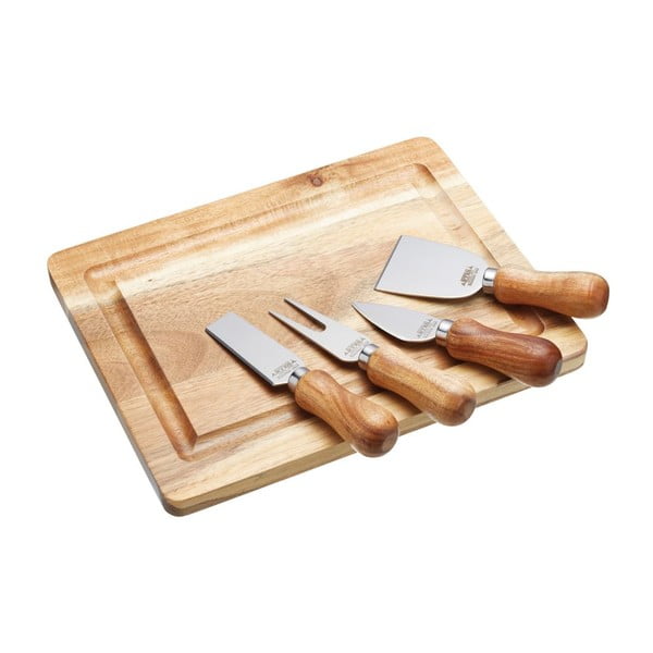 Komplet nožev za sir in deske za rezanje iz akacije, 25,5x20x1 cm