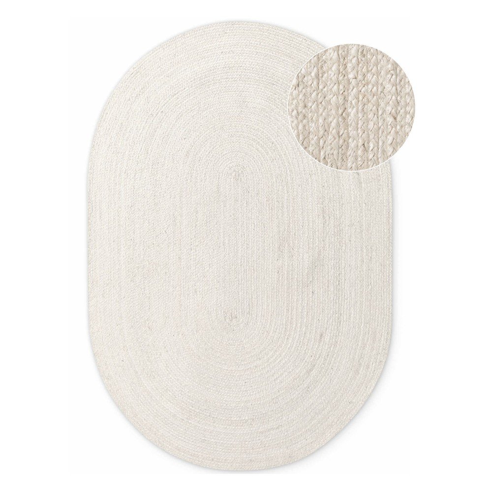 Kremno bela obojestranska/ročno tkana preproga iz jute Braided