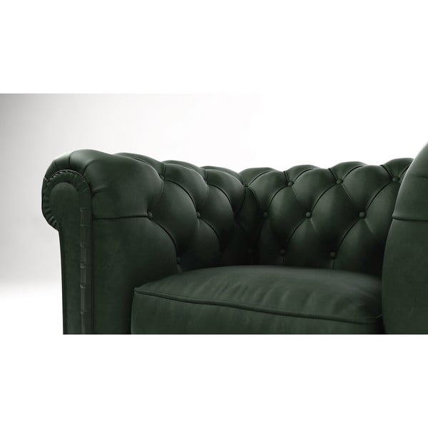 Temno zelen žameten fotelj Cambridge – Ropez-image-3