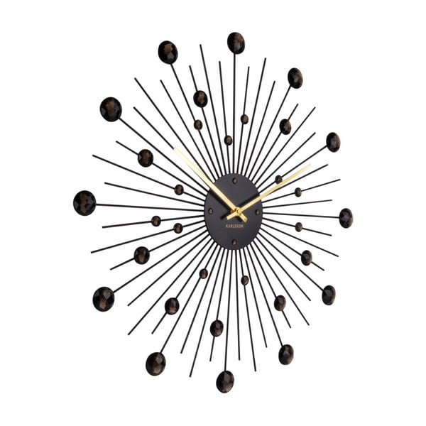 Stenska ura v črni barvi Karlsson Sunburst, ø 50 cm-image-1