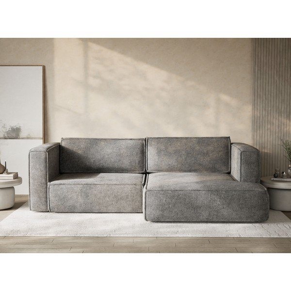 Siva raztegljiva/s prostorom za shranjevanje kotna sedežna garnitura iz šenilje (desni kot/z ležalnikom) Velto – Maison de Rêve-image-1