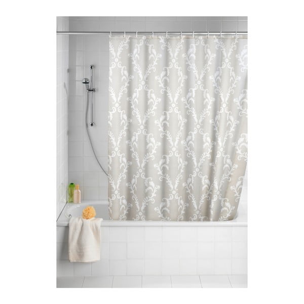 Siva kopalniška zavesa z zaščito proti plesni Wenko Baroque, 180 x 200 cm-image-1