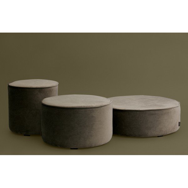 Olivno zelen žameten puf WOOOD Sara, ⌀ 46 cm-image-3