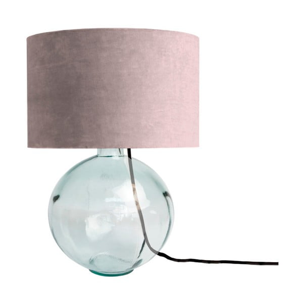 Roza namizna svetilka iz ročno pihanega stekla z žametnim senčnikom Velvet Atelier