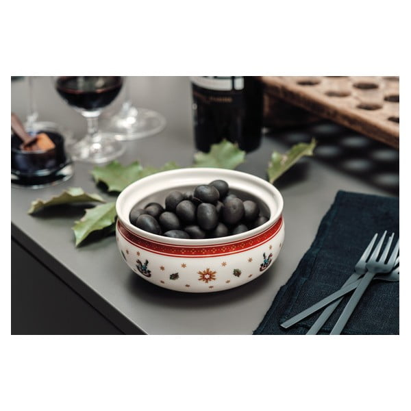 Rdeče-bela porcelanasta sladkornica z božičnim motivom Villeroy&Boch-image-1