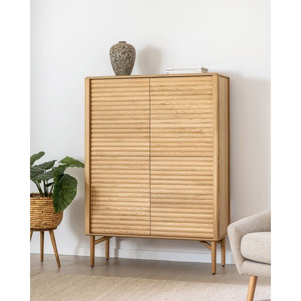 Omarica v hrastovem dekorju v naravni barvi 104,5x144x40 cm Lenon – Kave Home-image-1