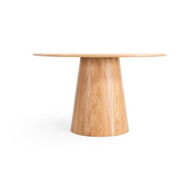 Okrogla jedilna miza iz masivnega hrasta v naravni barvi ø 126 cm Mushroom – Gazzda-image-4