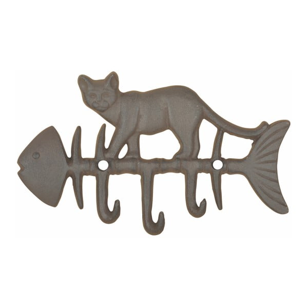 Stenska kljuka iz litega železa z motivom ribe in mačke Esschert Design
