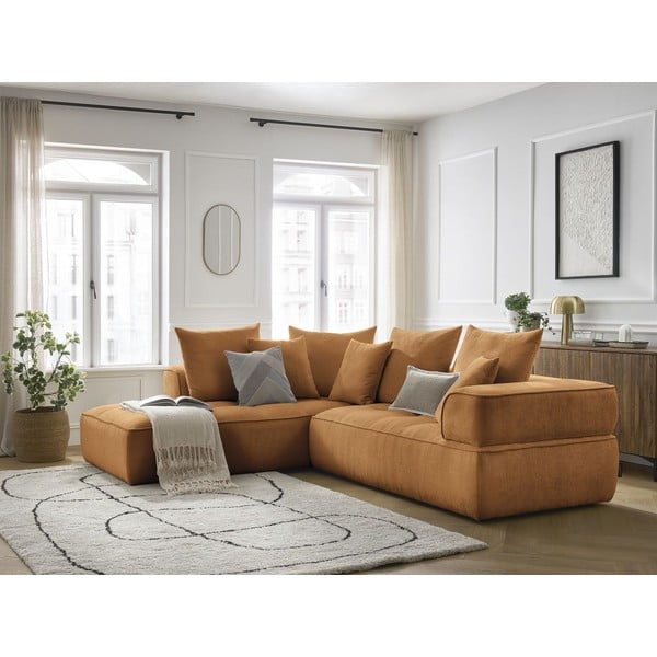 Gorčično rumena kotna sedežna garnitura iz šenilje (levi kot/v obliki črke L) Whesley – Bobochic Paris-image-4