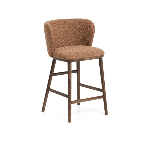 Oblazinjen barski stol v barvi terakote (višina sedeža 65 cm) Ciselia – Kave Home
