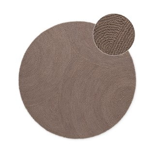 Sivorjava ročno tkana volnena okrogla preproga ø 120 cm Eleni Taupe – Hanse Home