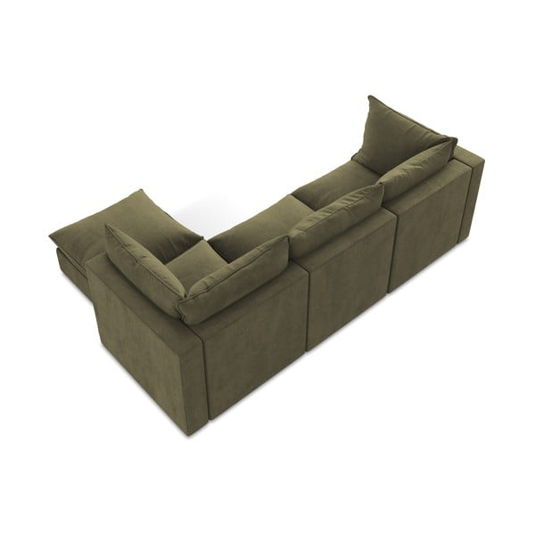 Kaki zelena kotna sedežna garnitura (desni kot/z ležalnikom) Manao – Makamii-image-3