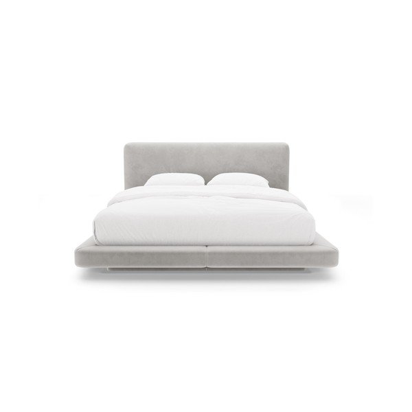 Svetlo siva oblazinjena zakonska postelja 140x200 cm Linea – Micadoni -image-3