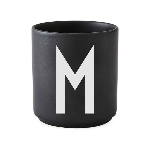 Črna porcelanasta skodelica Design Letters Alphabet M, 250 ml
