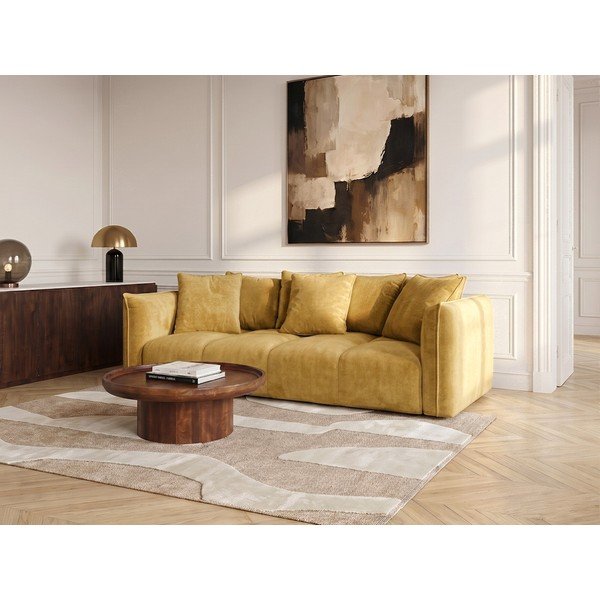 Rumena sedežna garnitura iz šenilje Harlem – Bobochic Paris-image-1