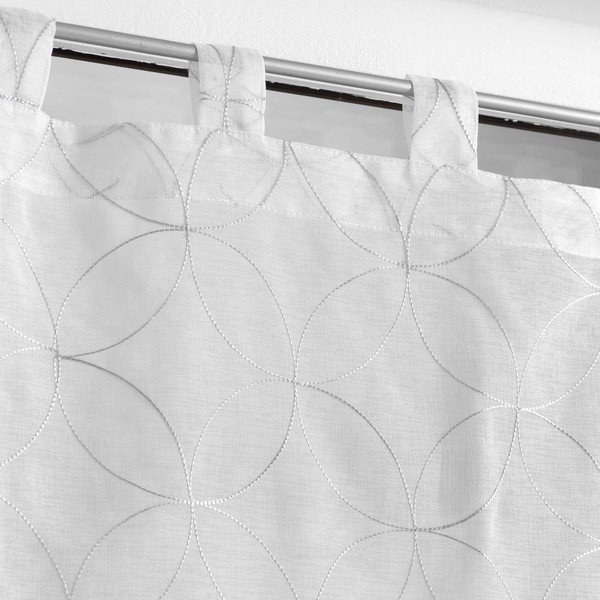 Belo-sive prosojne zavese iz tančice v kompletu 2 ks 60x90 cm Olympia – douceur d'intérieur-image-1