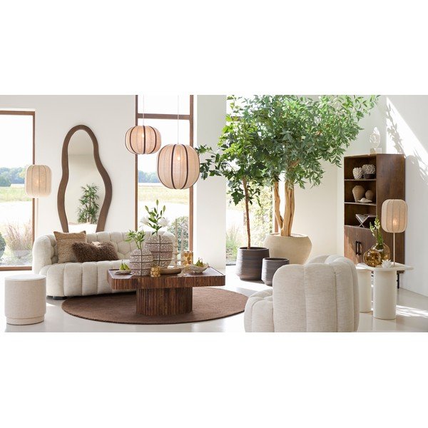 Kremno bela stoječa svetilka s tekstilnim senčilom (višina 165 cm) Solune – Light & Living-image-1