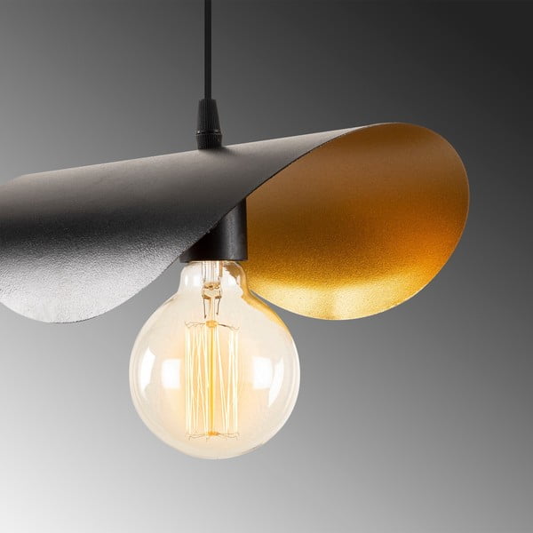 Črna/bronasta viseča svetilka s kovinskim senčnikom Sivani – Opviq lights-image-4