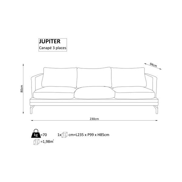 Temno siva trisedežna zofa Windsor & Co. Zofe Jupiter-image-3