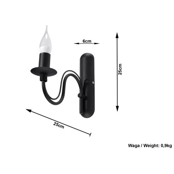 Črna kovinska stenska svetilka Fiorano – Sollux-image-3