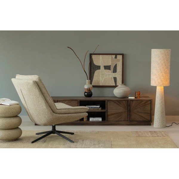 Bež stoječa svetilka s tekstilnim senčilom (višina 187 cm) Loft – WOOOD-image-2