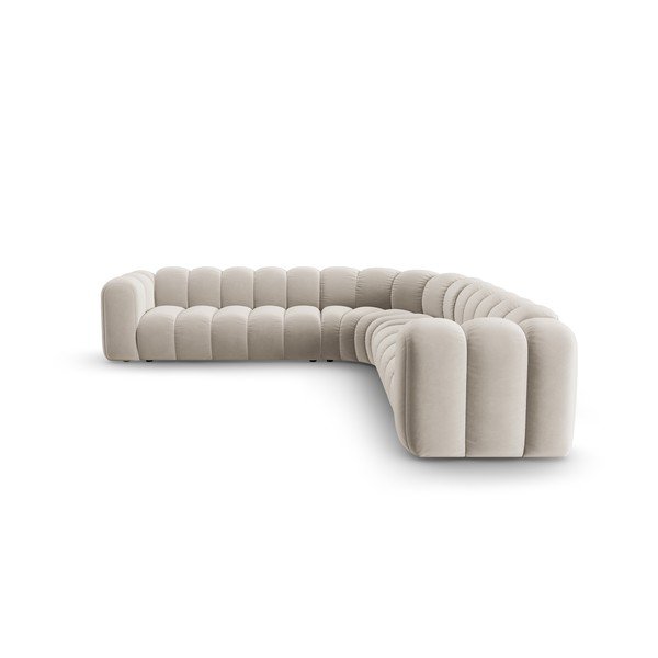 Kremno bela žametna kotna sedežna garnitura Lupine – Micadoni -image-2