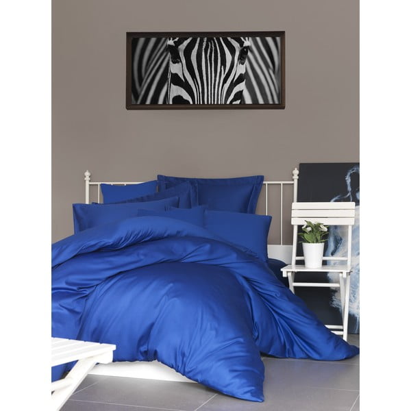 Temno modra posteljnina za zakonsko posteljo iz bombažnega satena 200x200 cm – Mijolnir