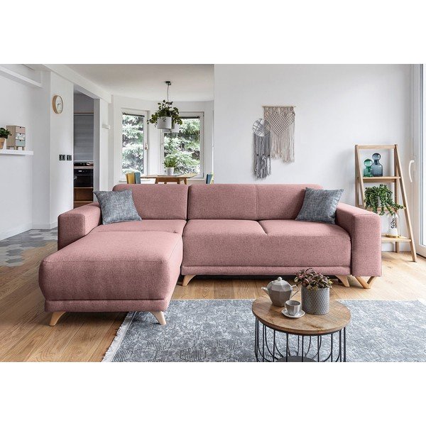 Rožnata raztegljiva/s prostorom za shranjevanje kotna sedežna garnitura Classy Sophie – Miuform-image-1