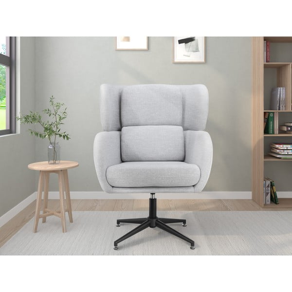 Svetlo siv žameten fotelj z naslonom Vanessa – Støraa-image-1