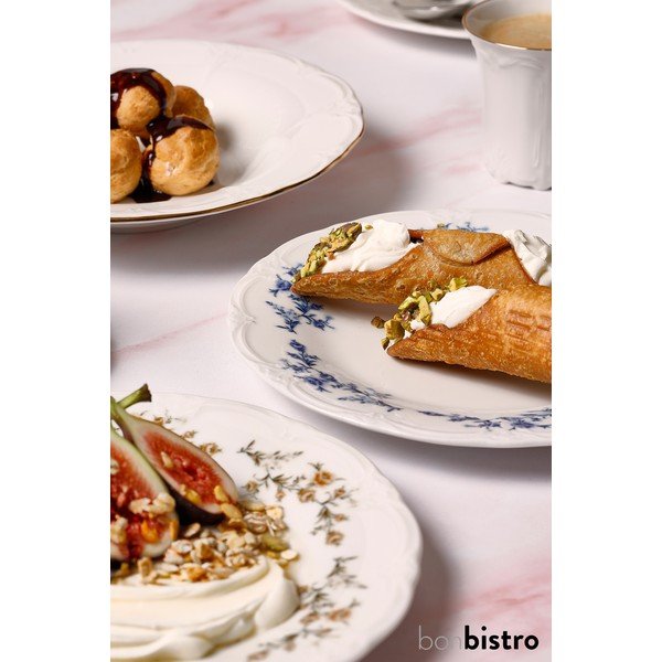Bel/moder desertni porcelanast krožnik ø 16 cm Retro – BonBistro-image-3