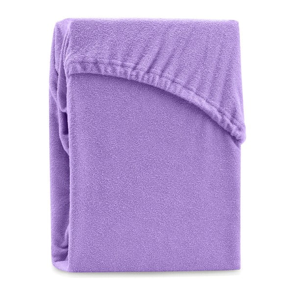 Vijolična elastična rjuha za zakonsko posteljo AmeliaHome Ruby Purple, 220-240 x 220 cm