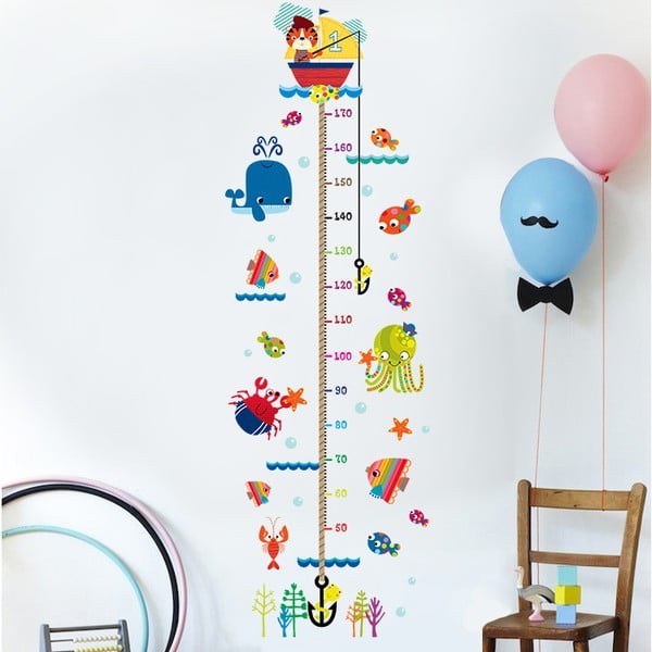 Samolepilni otroški meter za namestitev na steno Ambiance Sea, 175 x 60 cm