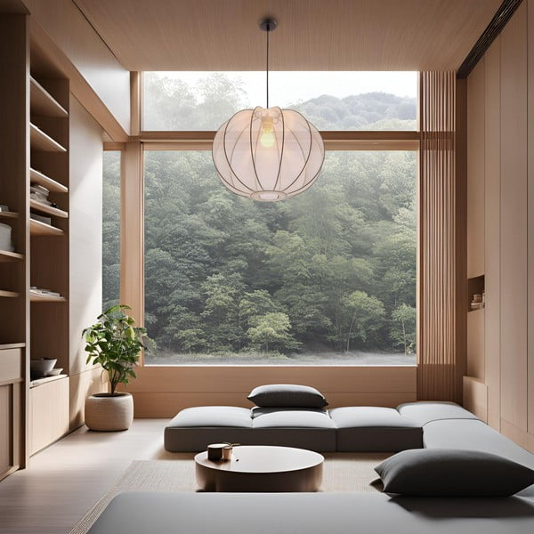 Bela viseča svetilka s tekstilnim senčilom ø 52 cm Mellow – Candellux Lighting-image-4