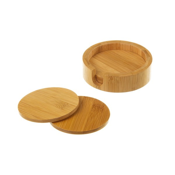 Rjavi bambusovi podstavki za kozarce v kompletu 4 ks s stojalom – Casa Selección