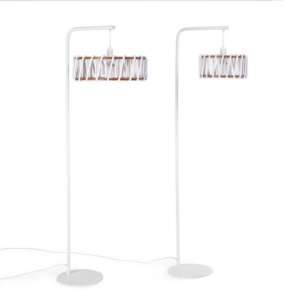 Stoječa svetilka z belo konstrukcijo in velikim belim senčnikom EMKO Macaron-image-4