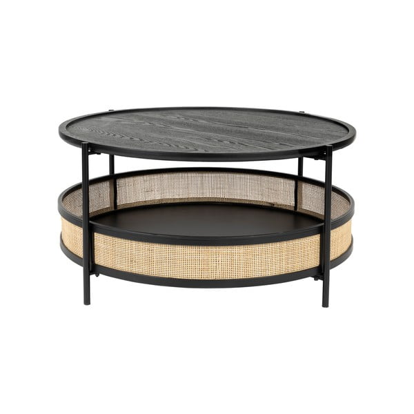 Okrogla mizica v črni in naravni barvi ø 80 cm Makoto – White Label-image-2